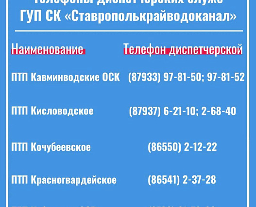 Крайводоканал работает в праздничные дни